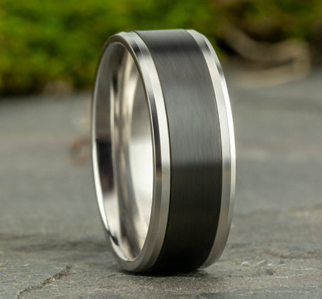 White Gold & Black Titanium Wedding Band