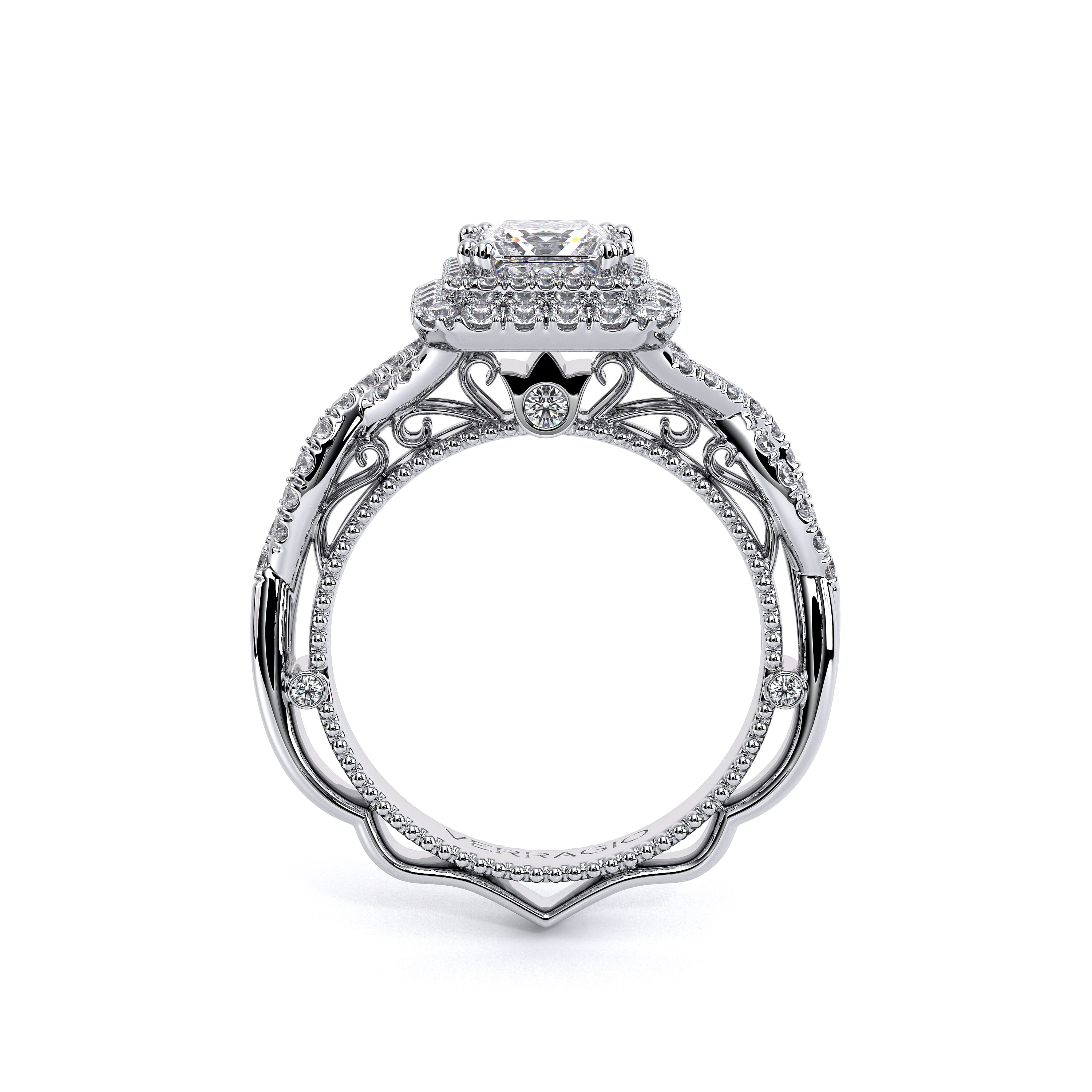 Venetian Princess Cut Double Halo Engagement Ring Setting