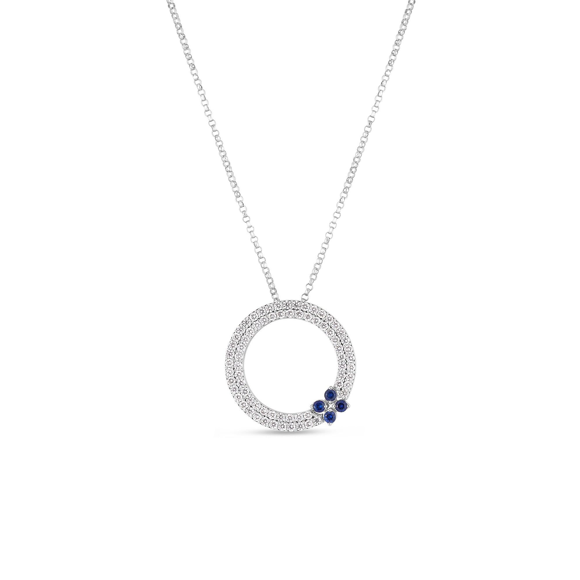 Love in Verona Diamond and Blue Sapphire Circle Necklace