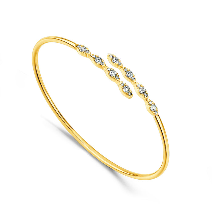 Aerial Marquise Flexible Yellow Gold Bangle