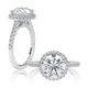 Round Halo Engagement Ring Setting with Diamond Sides
