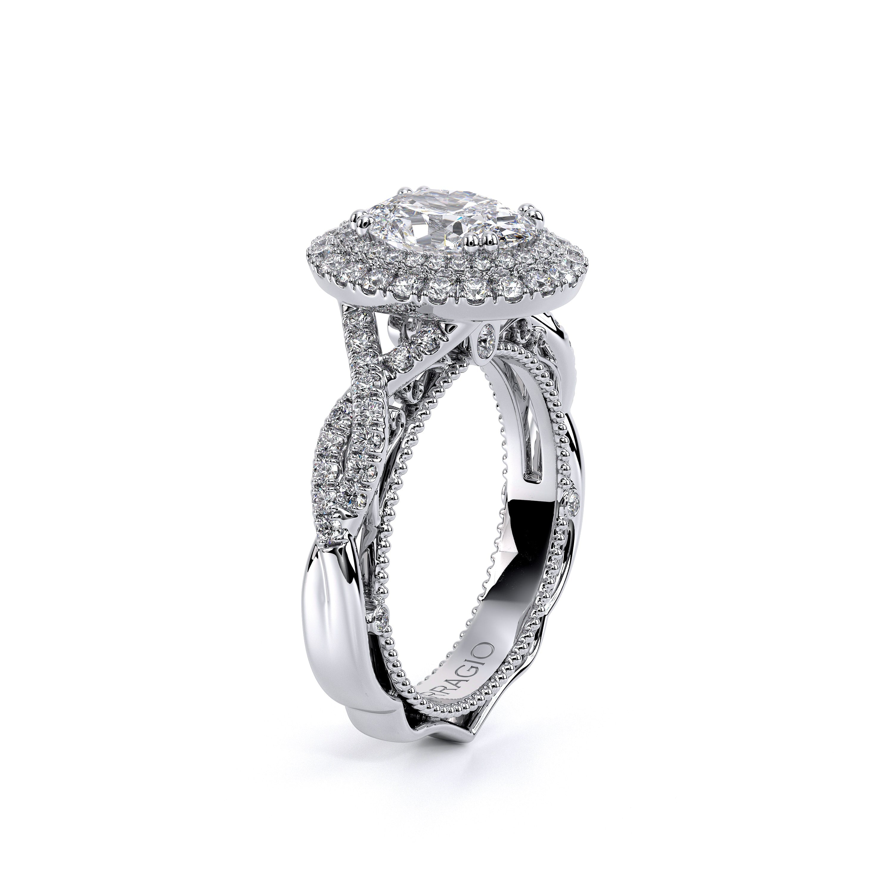 Venetian Oval Double Halo Engagement Ring Setting