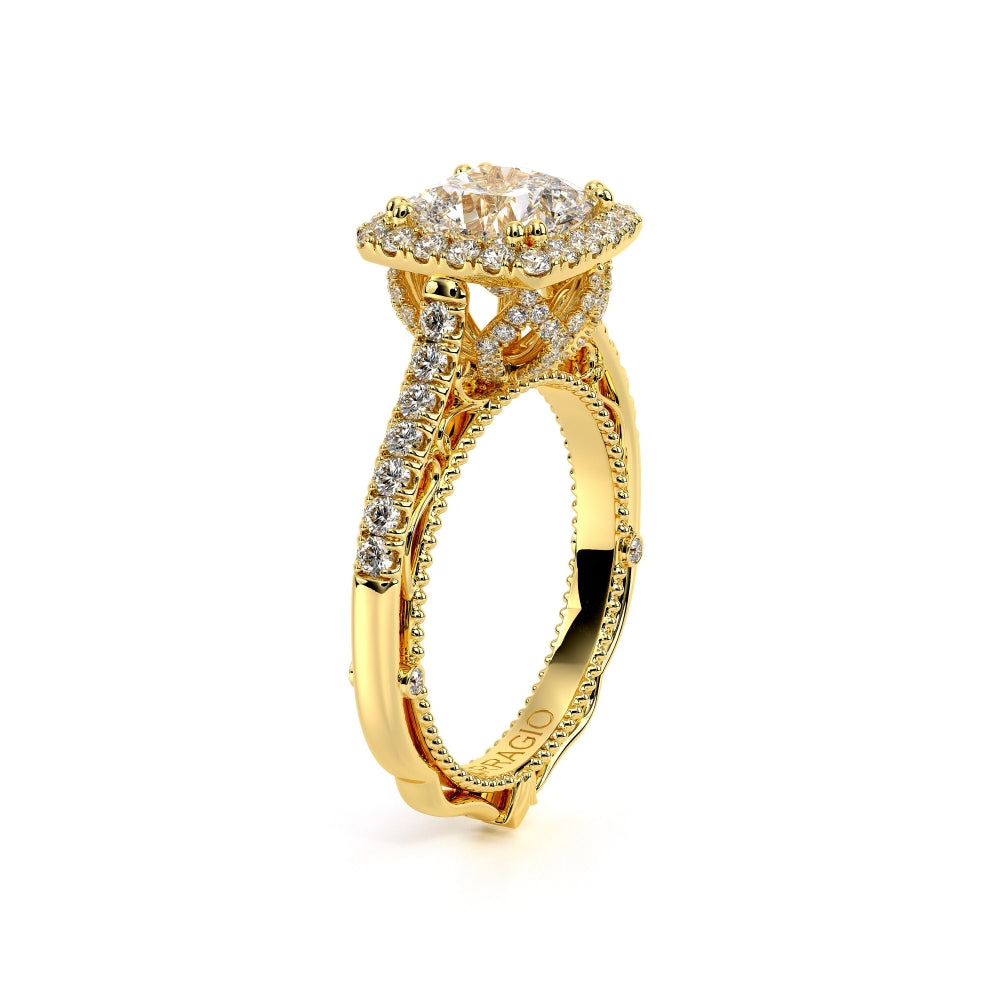 Venetian Cushion Shaped Halo Round Engagement Ring Setting