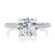 Hidden Halo Round Engagement Ring with Pavé Band