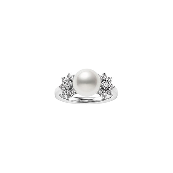 Akoya Cultured Pearl Ring with Diamonds