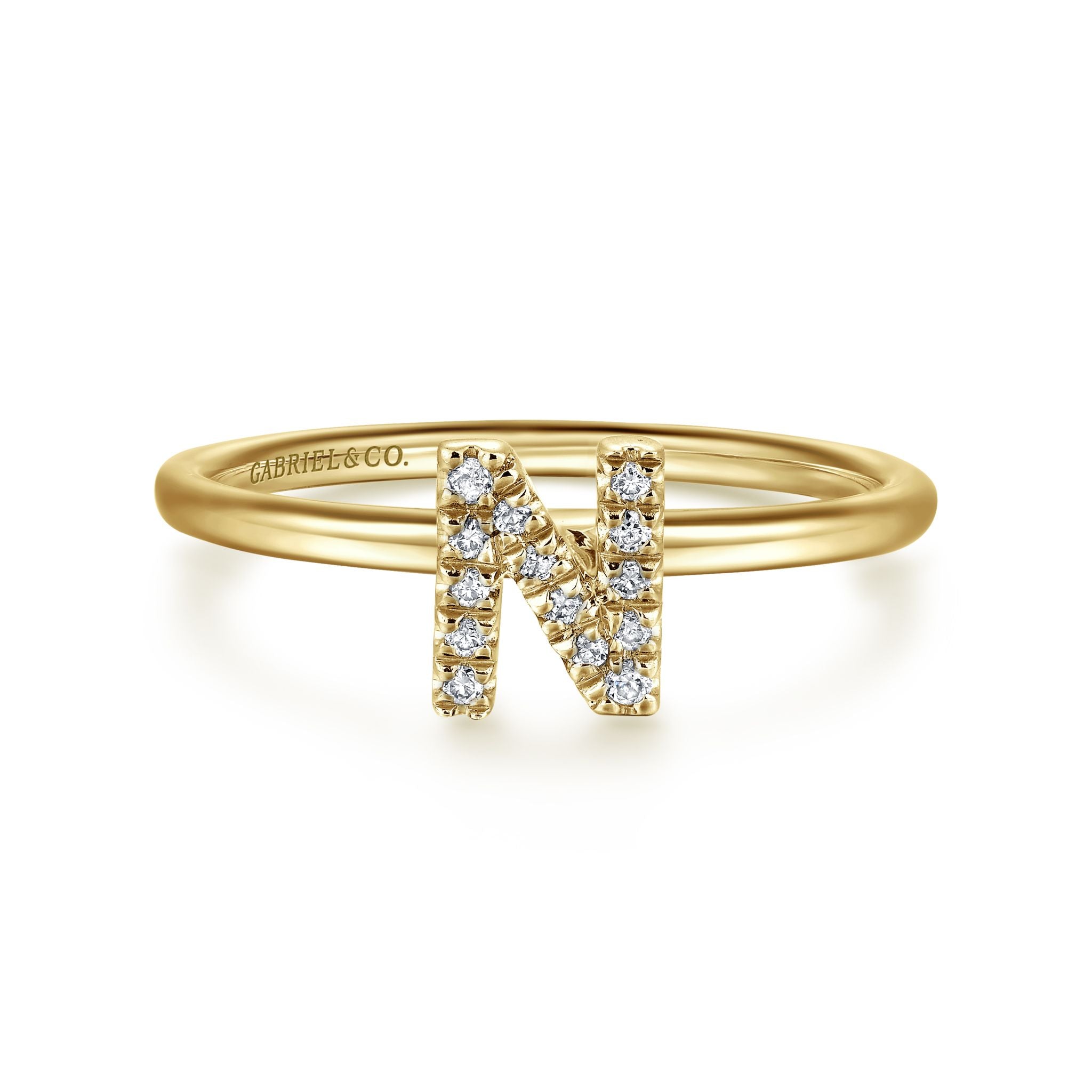 Diamond 'N' Initial Ring
