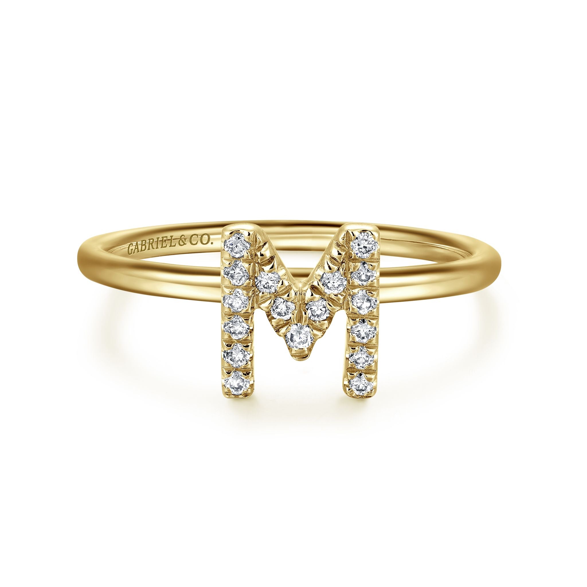 Diamond 'M' Initial Ring