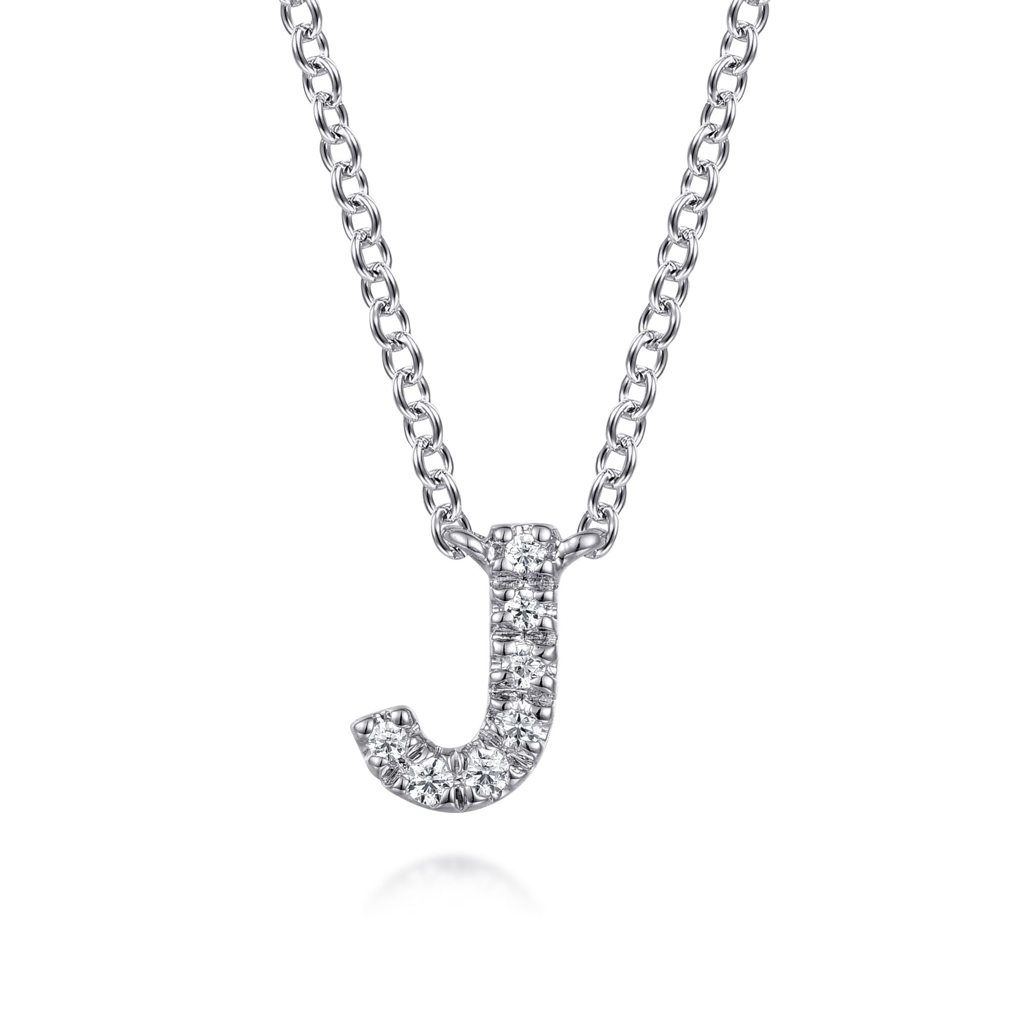 Diamond "J" Initial Necklace
