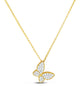 Yellow and White Gold Diamond Butterfly Necklace