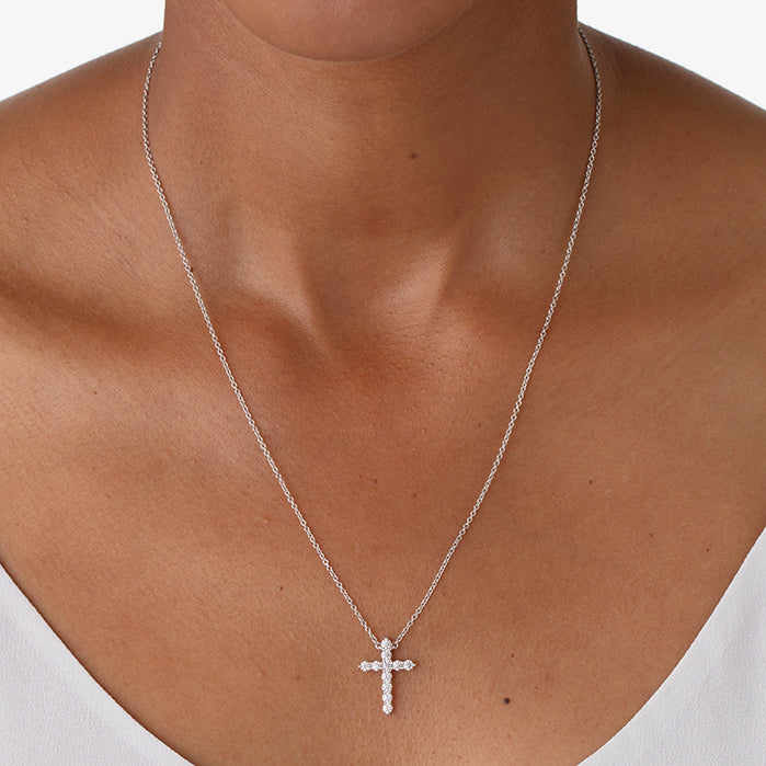 Wave-Shaped Large Cross Pendant Iced Out Necklace – Jewelry And Perfumes