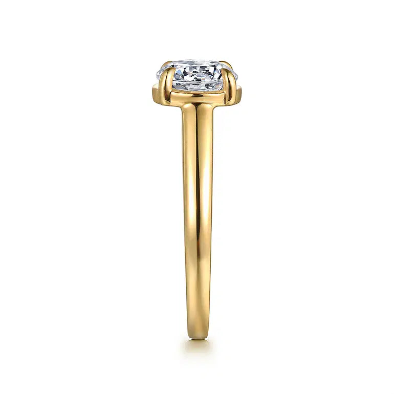 Geo Yellow Gold Round Diamond Engagement Ring Setting