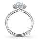 Hearts On Fire Vela Halo Engagement Ring with Diamond Band
