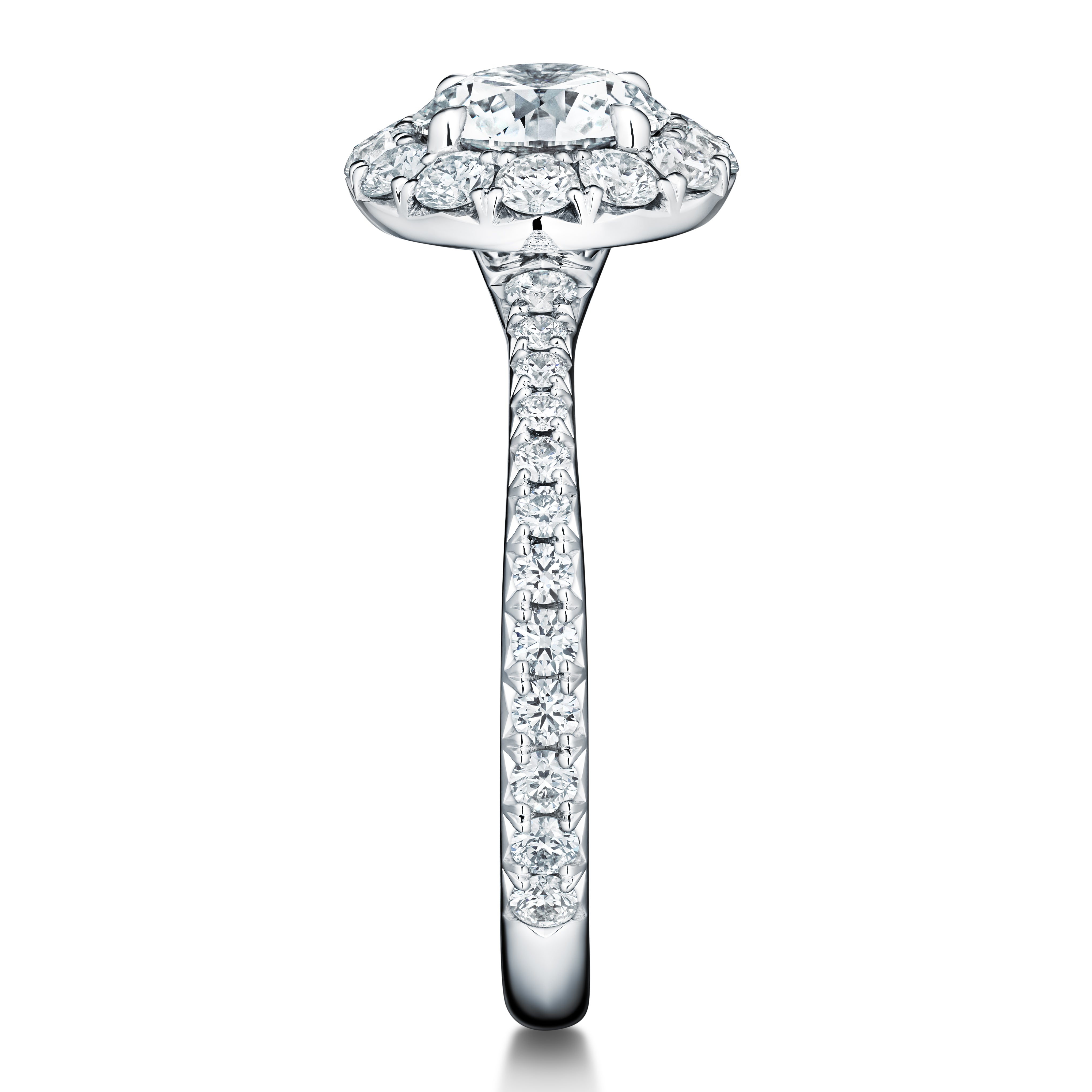 Hearts On Fire Vela Halo Engagement Ring with Diamond Band