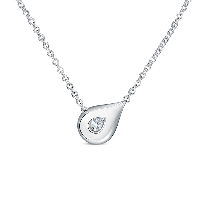 Lu White Gold Diamond Droplet Pendant, 0.50 ctw