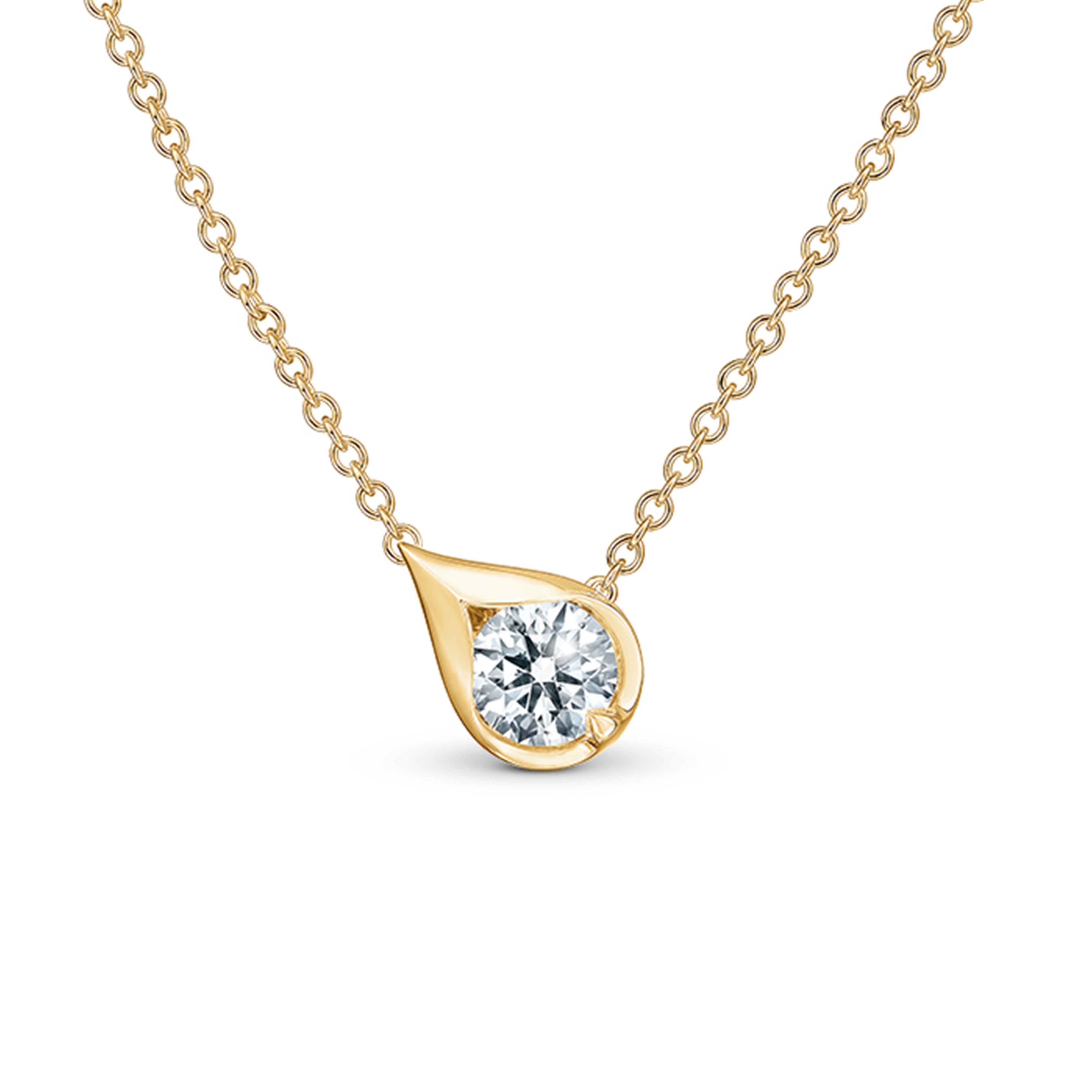 Lu Yellow Gold Diamond Droplet Pendant, 0.50 ctw