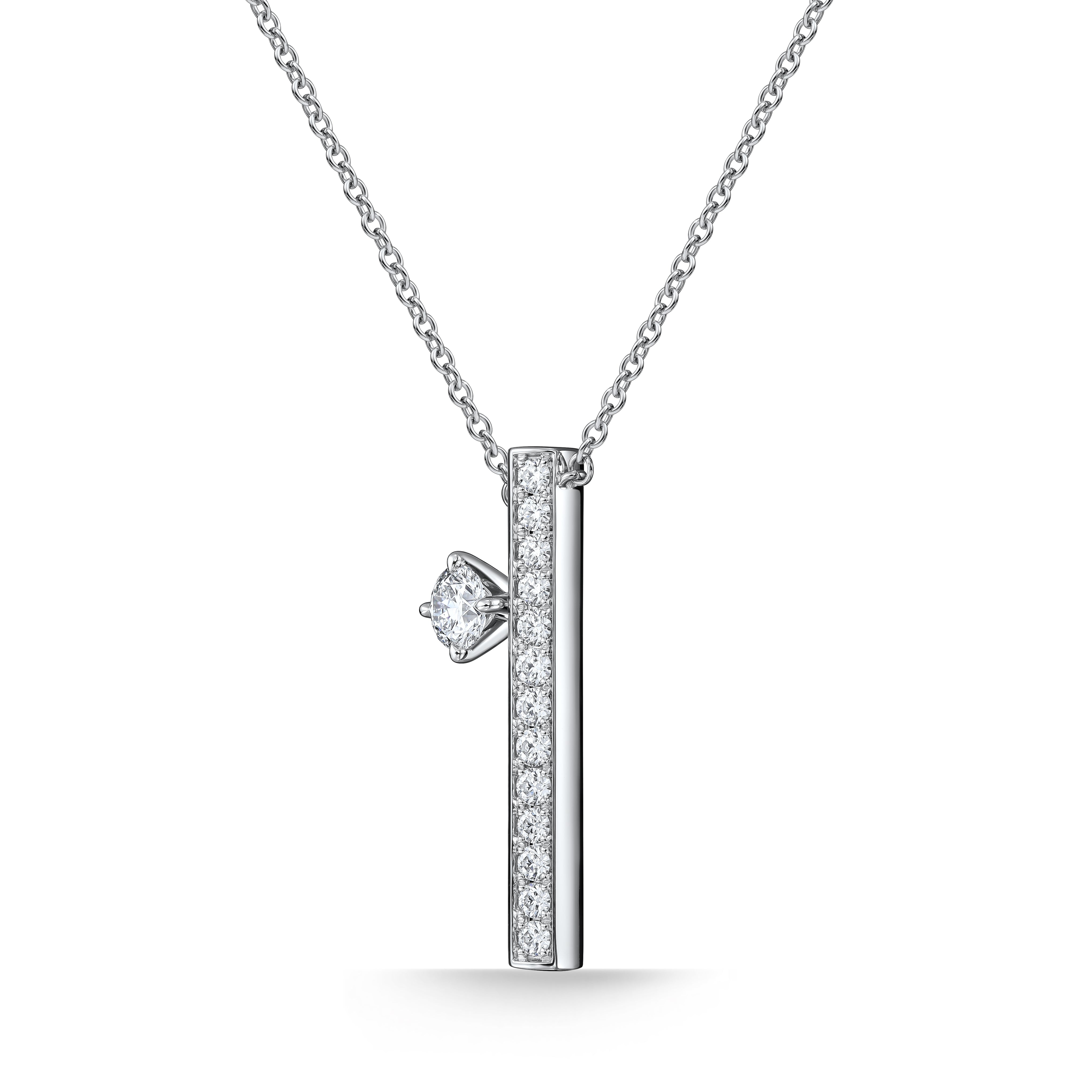 Hearts On Fire Barre Floating Single Diamond Pave Necklace