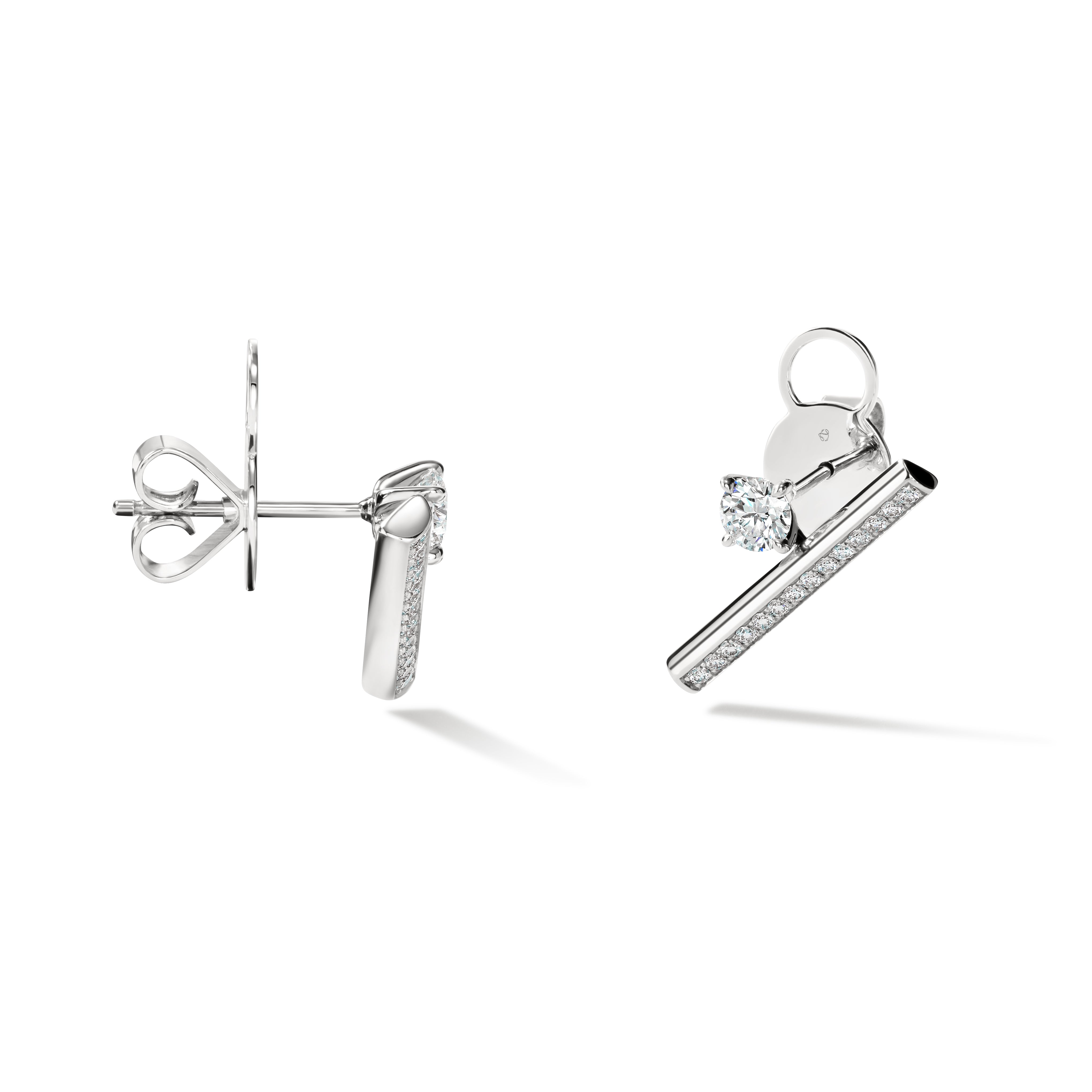 Hearts On Fire Barre Floating Single Diamond Pave Climber Earrings, 0.84 ctw