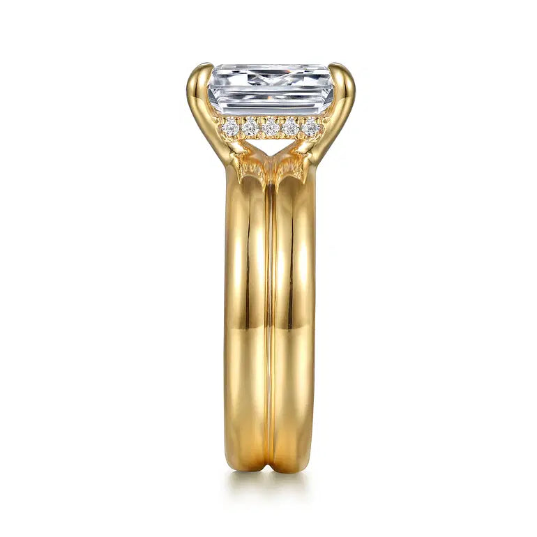 Robin Yellow Gold Emerald Cut Diamond Engagement Ring Setting