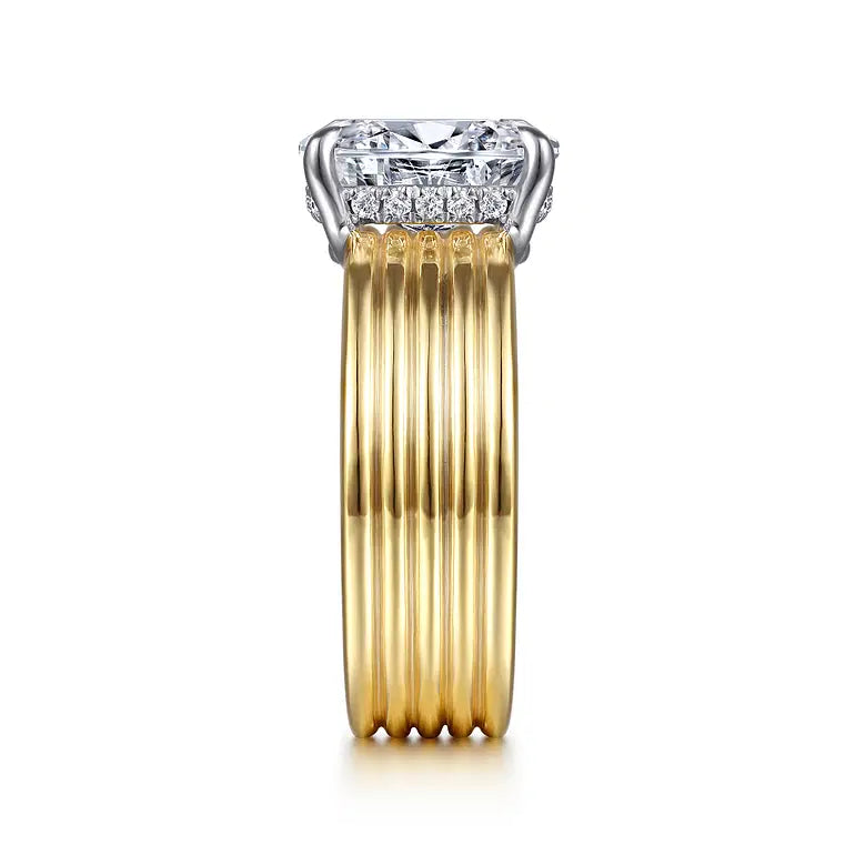 Cova White-Yellow Gold Oval Diamond Engagement Ring Setting